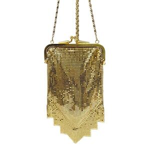Carolyne Barton Vintage Purse Gold METAL MESH Metallic Evening Bag, Chain Strap